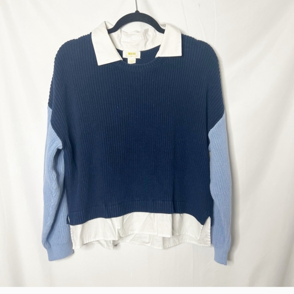 Maeve Navy and Light Blue Sweater with White Collar Shirt - Picture 14 of 14